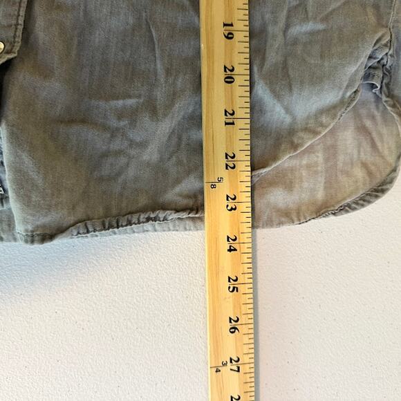 ZARA Denim Chambray Long Sleeve Button Down Shirt with Pockets Gray Size S - Picture 8 of 9